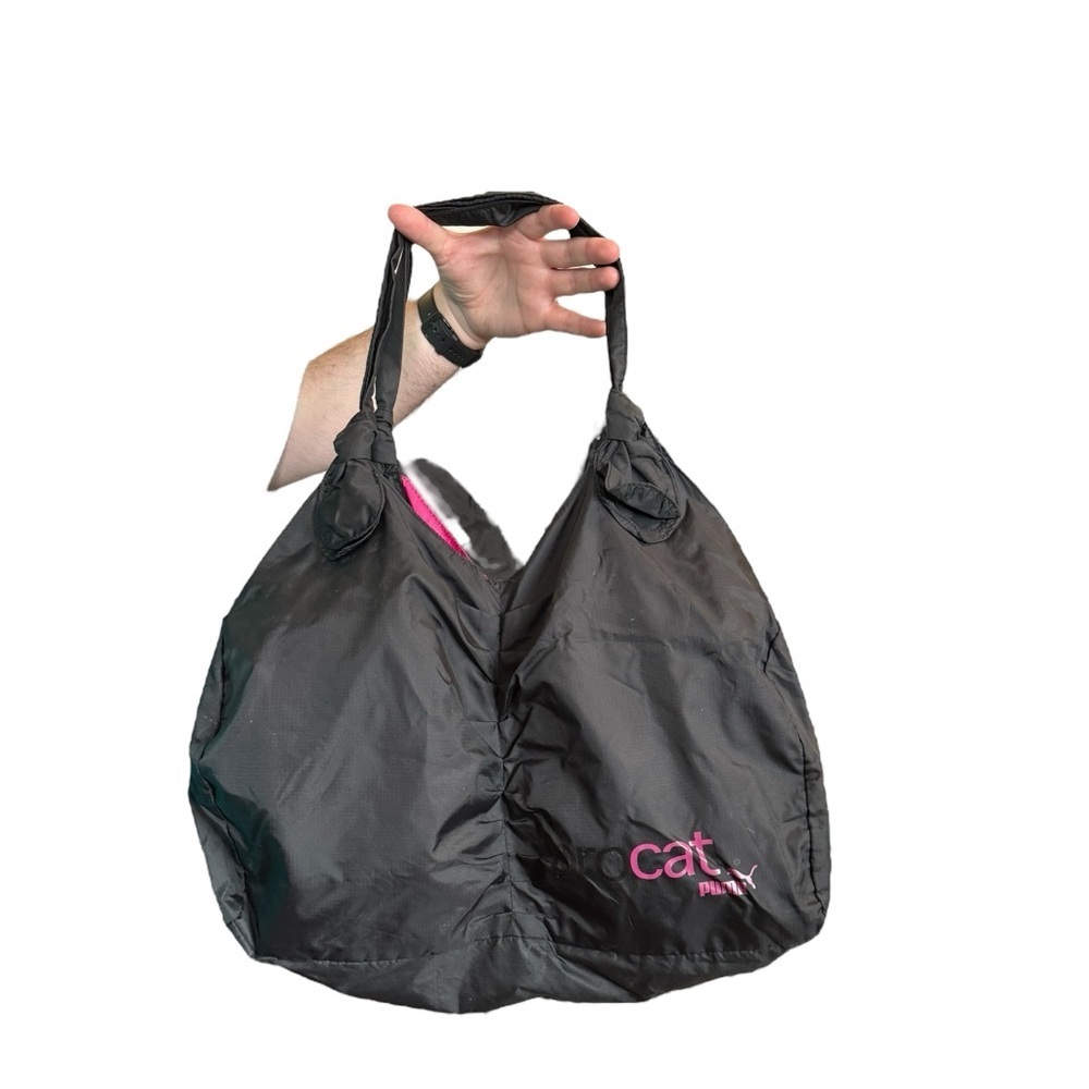 Puma ProCat Black Pink Drawstring Gym Bag 11x18x7